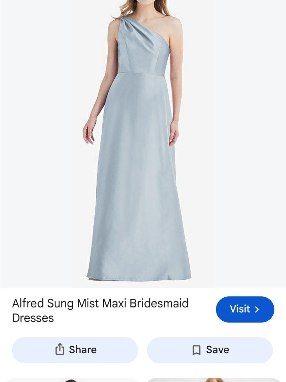 ALFRED SUNG One-Shoulder Maxi Dress in Mist Blue